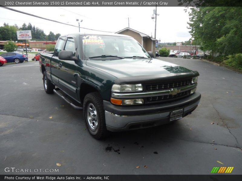 Forest Green Metallic / Graphite Gray 2002 Chevrolet Silverado 1500 LS Extended Cab 4x4