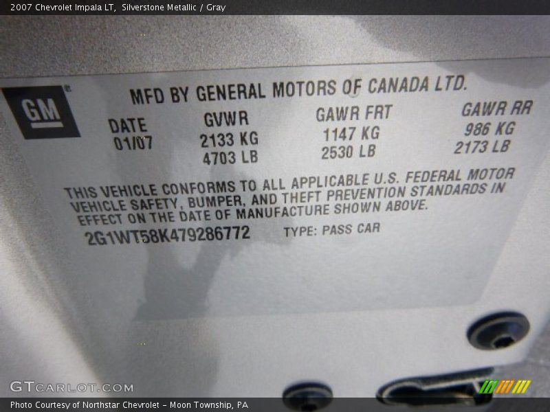 Silverstone Metallic / Gray 2007 Chevrolet Impala LT