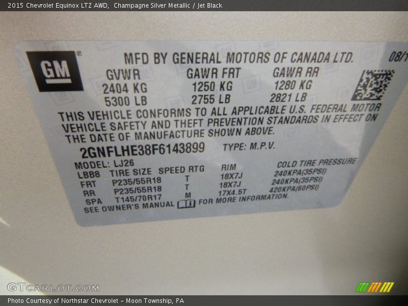 Champagne Silver Metallic / Jet Black 2015 Chevrolet Equinox LTZ AWD