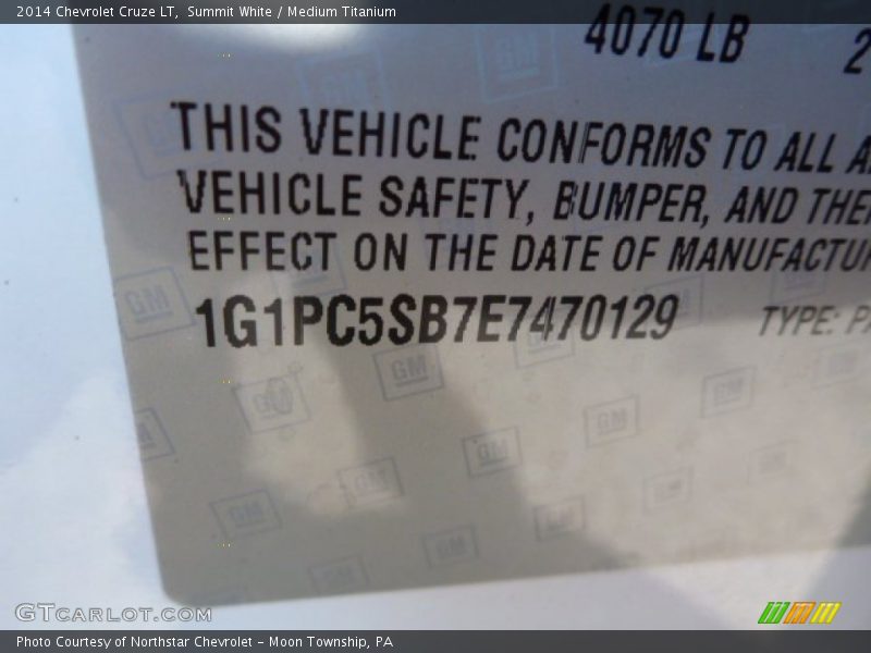 Summit White / Medium Titanium 2014 Chevrolet Cruze LT