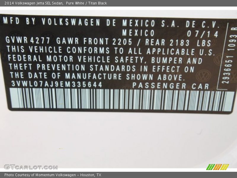Pure White / Titan Black 2014 Volkswagen Jetta SEL Sedan