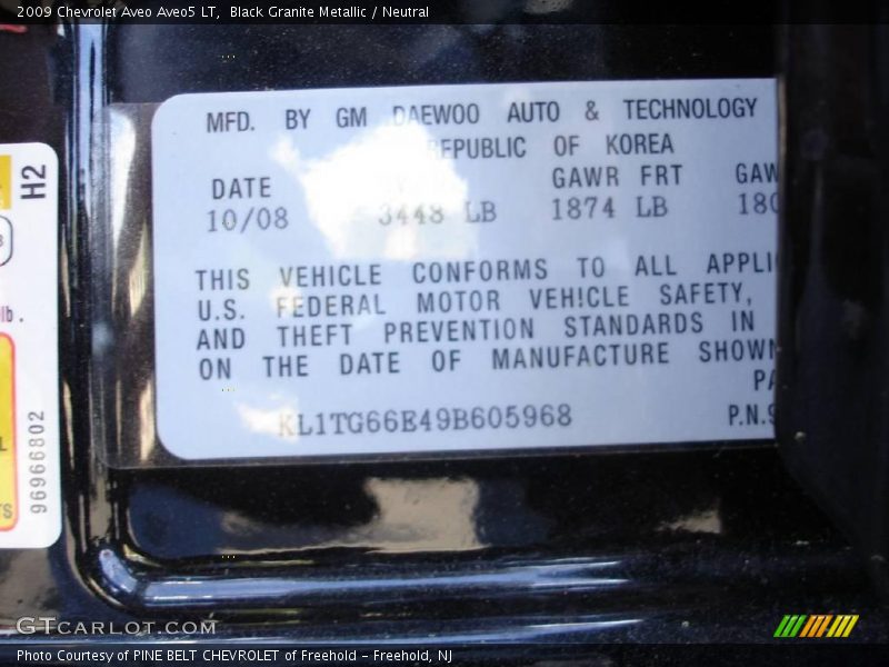 Black Granite Metallic / Neutral 2009 Chevrolet Aveo Aveo5 LT