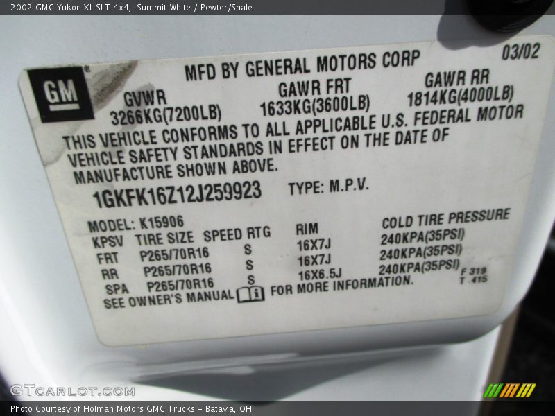 Summit White / Pewter/Shale 2002 GMC Yukon XL SLT 4x4