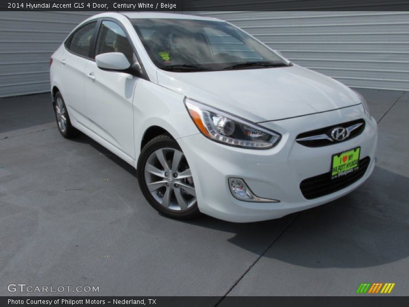 Century White / Beige 2014 Hyundai Accent GLS 4 Door