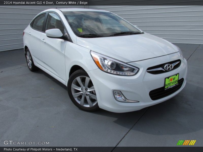 Century White / Beige 2014 Hyundai Accent GLS 4 Door