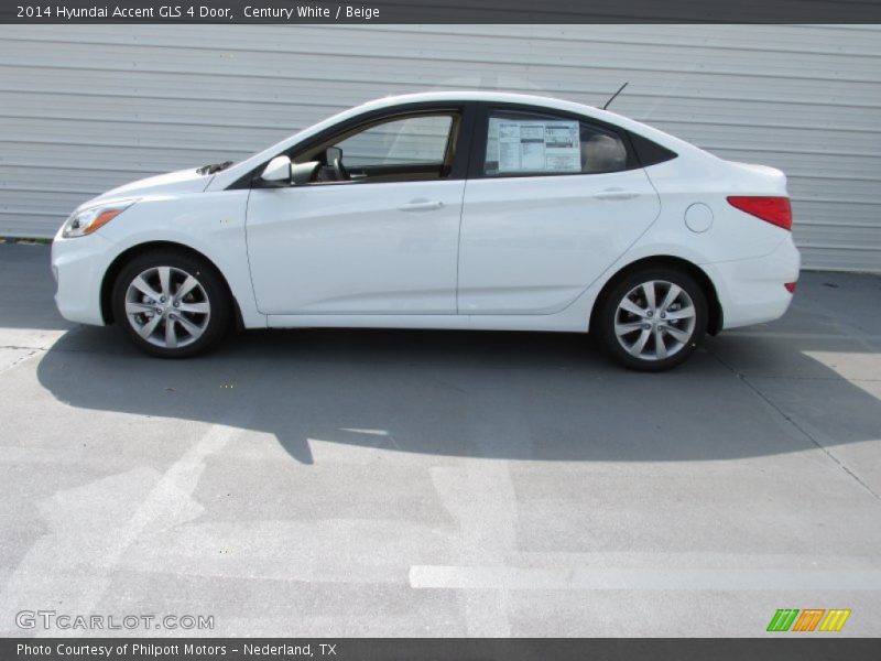 Century White / Beige 2014 Hyundai Accent GLS 4 Door