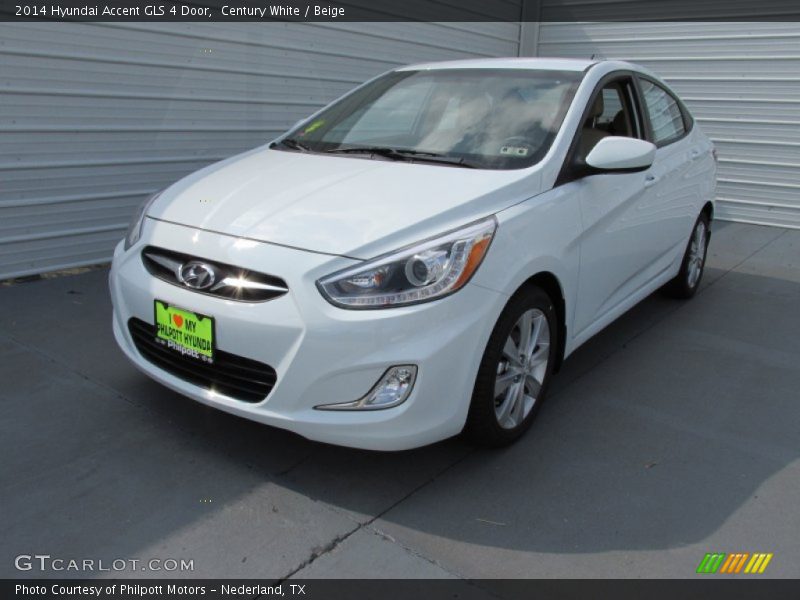 Century White / Beige 2014 Hyundai Accent GLS 4 Door