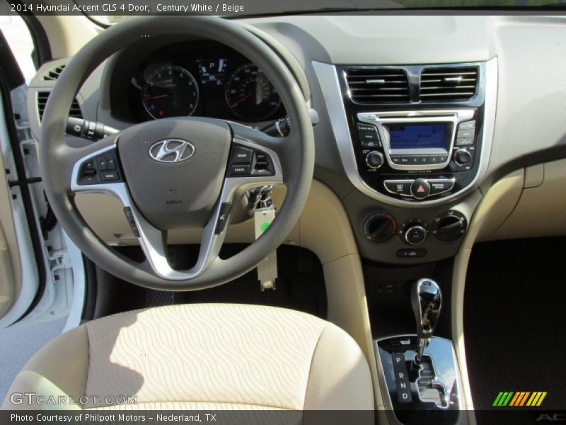 Century White / Beige 2014 Hyundai Accent GLS 4 Door
