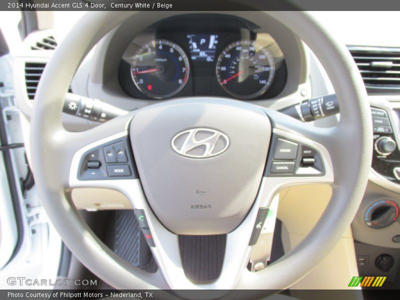 Century White / Beige 2014 Hyundai Accent GLS 4 Door