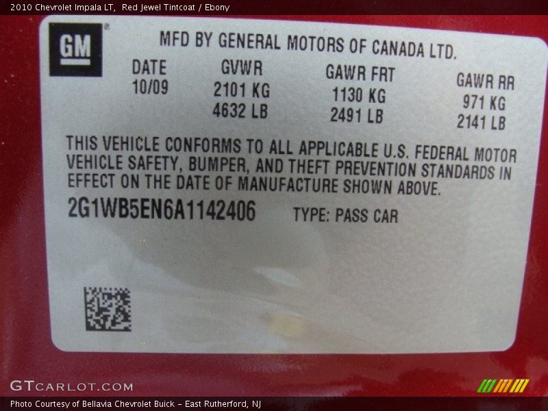 Red Jewel Tintcoat / Ebony 2010 Chevrolet Impala LT
