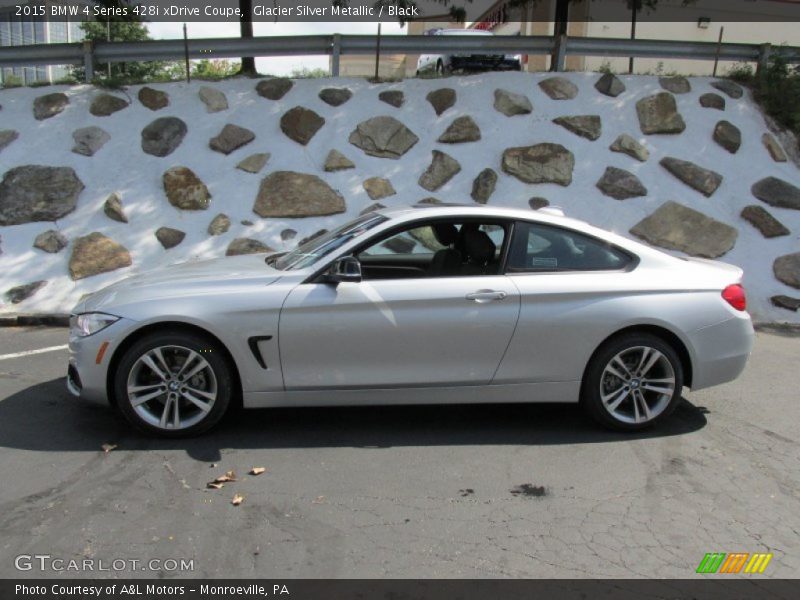 Glacier Silver Metallic / Black 2015 BMW 4 Series 428i xDrive Coupe