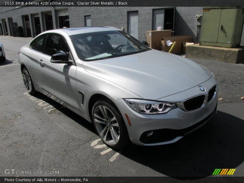 Glacier Silver Metallic / Black 2015 BMW 4 Series 428i xDrive Coupe