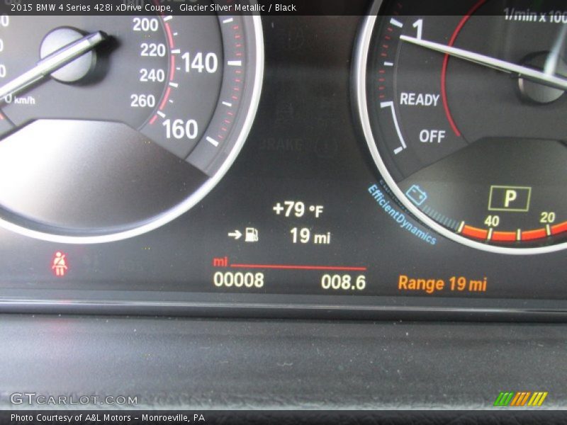 Glacier Silver Metallic / Black 2015 BMW 4 Series 428i xDrive Coupe