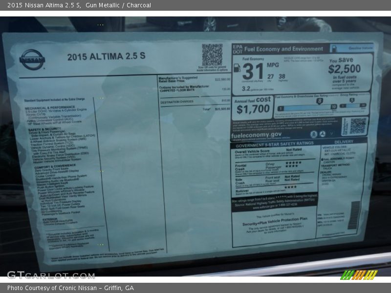 Gun Metallic / Charcoal 2015 Nissan Altima 2.5 S