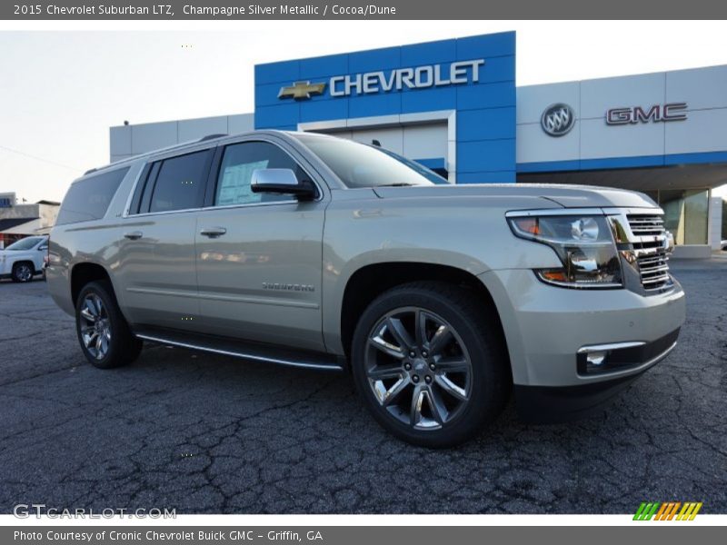 Champagne Silver Metallic / Cocoa/Dune 2015 Chevrolet Suburban LTZ