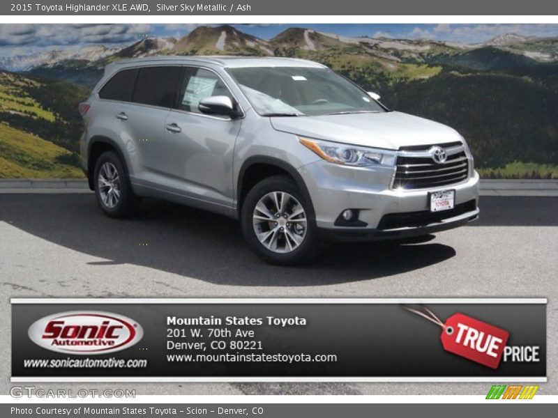 Silver Sky Metallic / Ash 2015 Toyota Highlander XLE AWD