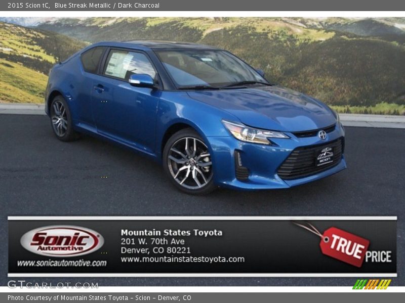 Blue Streak Metallic / Dark Charcoal 2015 Scion tC