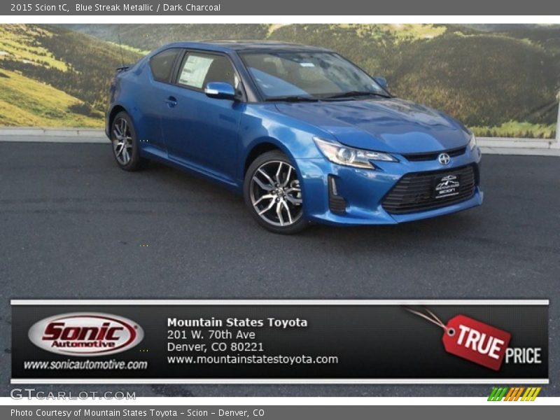 Blue Streak Metallic / Dark Charcoal 2015 Scion tC