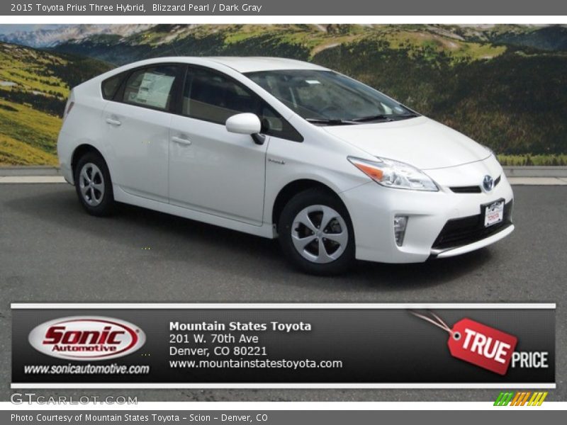 Blizzard Pearl / Dark Gray 2015 Toyota Prius Three Hybrid