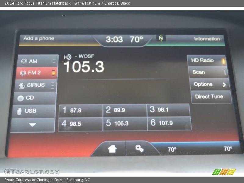 White Platinum / Charcoal Black 2014 Ford Focus Titanium Hatchback