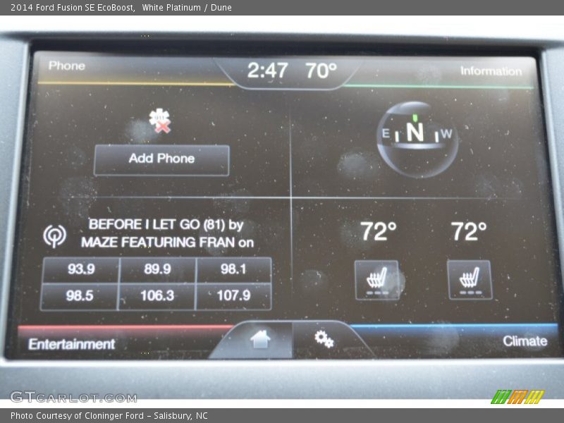 White Platinum / Dune 2014 Ford Fusion SE EcoBoost