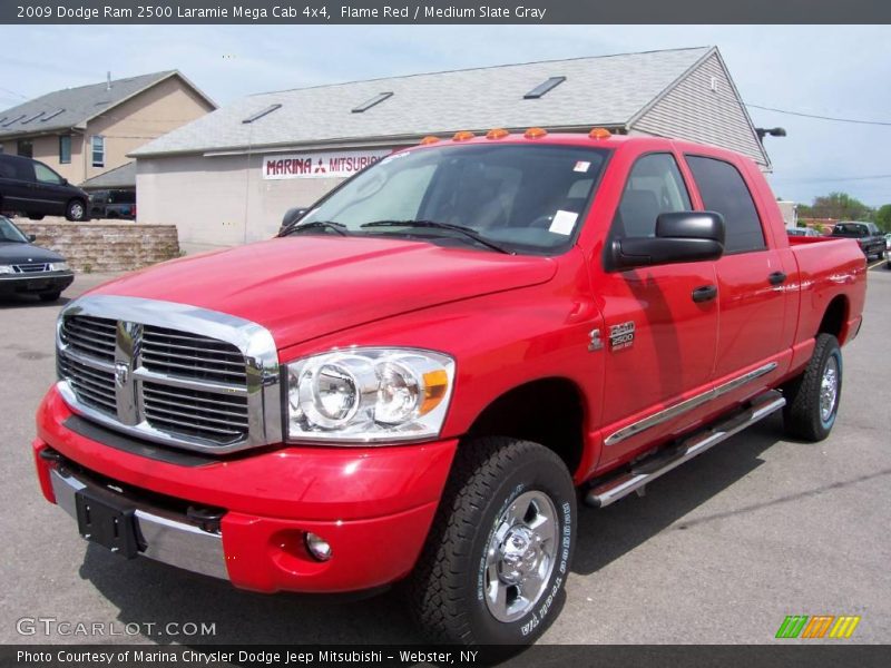 Flame Red / Medium Slate Gray 2009 Dodge Ram 2500 Laramie Mega Cab 4x4
