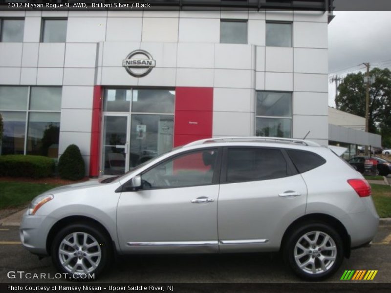 Brilliant Silver / Black 2012 Nissan Rogue SL AWD