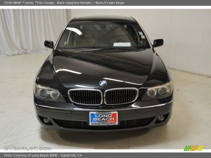 Black Sapphire Metallic / Black/Cream Beige 2006 BMW 7 Series 750Li Sedan