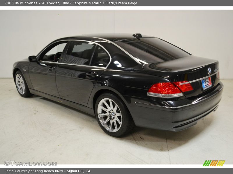 Black Sapphire Metallic / Black/Cream Beige 2006 BMW 7 Series 750Li Sedan