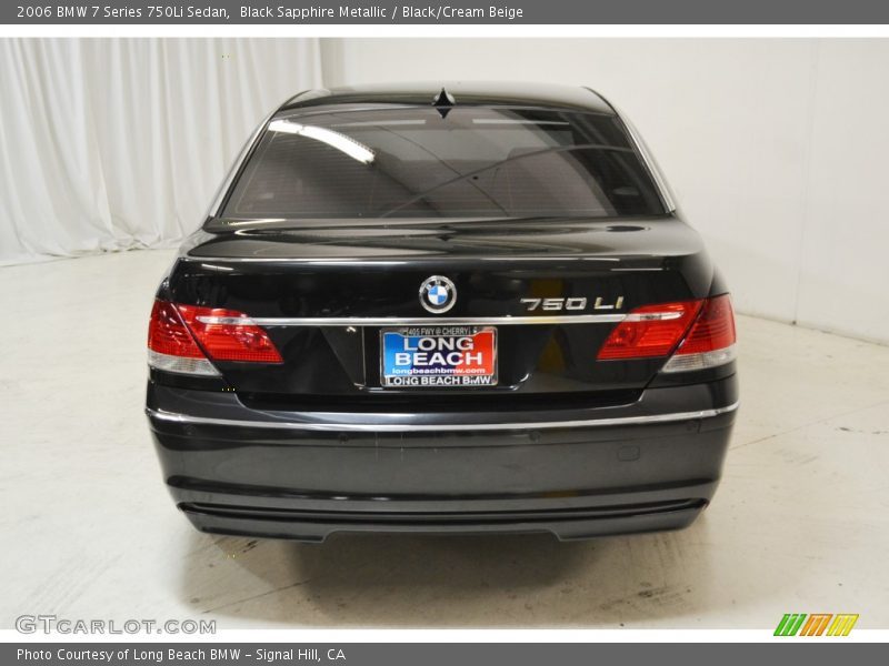 Black Sapphire Metallic / Black/Cream Beige 2006 BMW 7 Series 750Li Sedan
