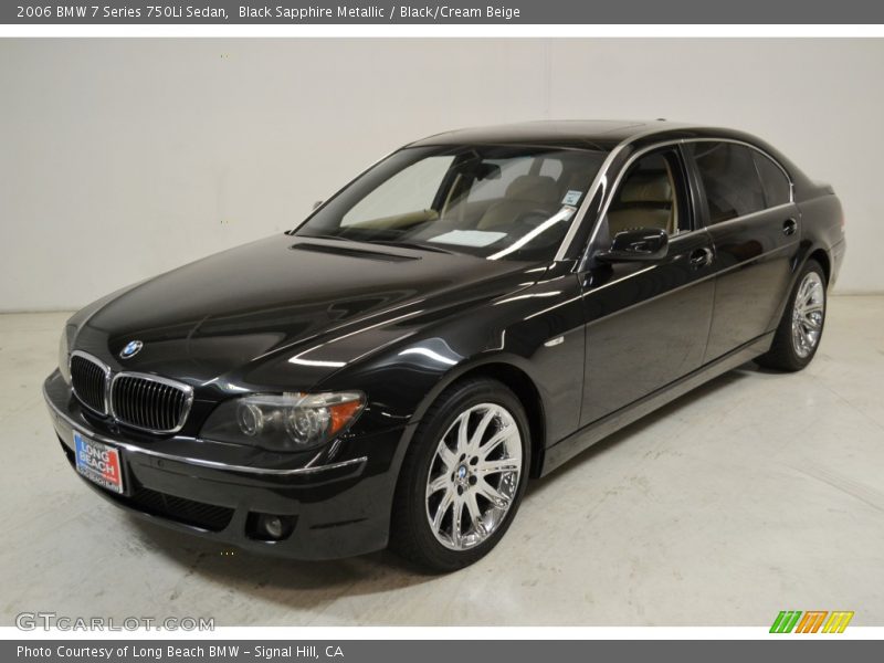 Black Sapphire Metallic / Black/Cream Beige 2006 BMW 7 Series 750Li Sedan