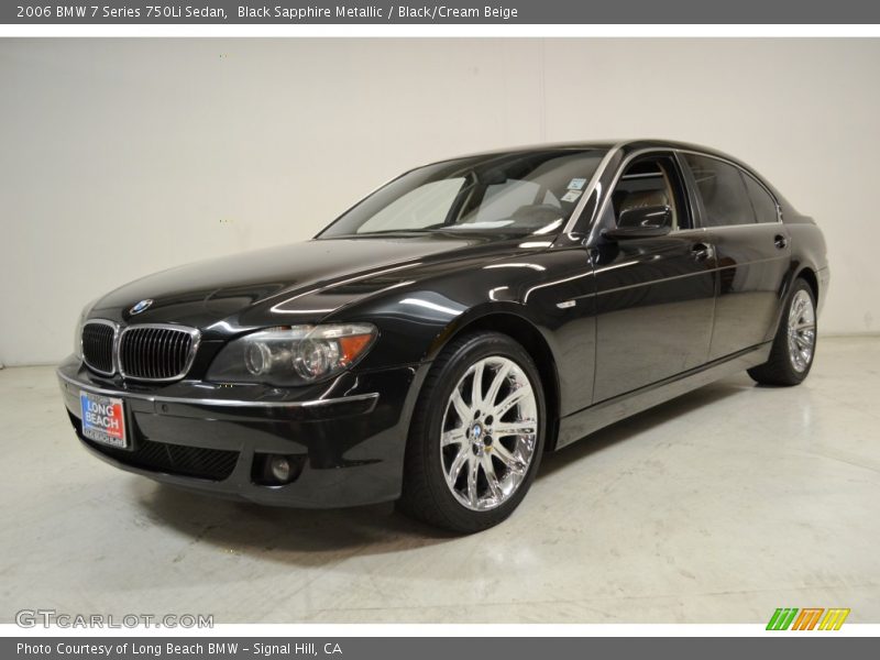 Black Sapphire Metallic / Black/Cream Beige 2006 BMW 7 Series 750Li Sedan