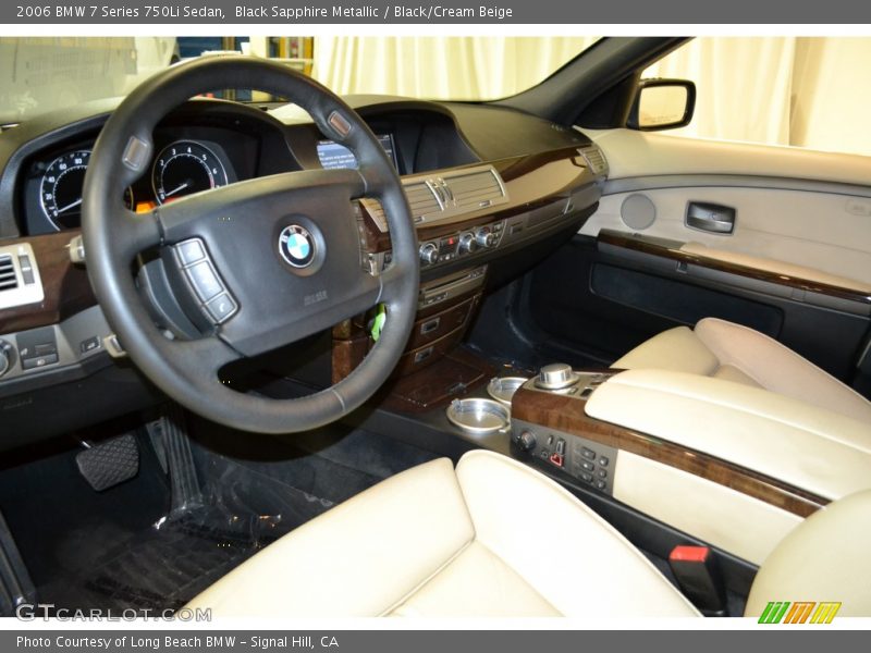 Black Sapphire Metallic / Black/Cream Beige 2006 BMW 7 Series 750Li Sedan