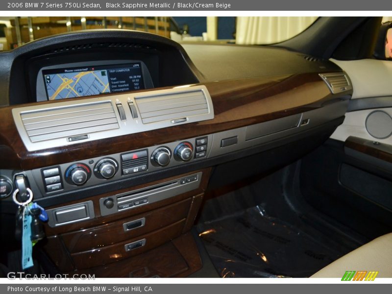 Black Sapphire Metallic / Black/Cream Beige 2006 BMW 7 Series 750Li Sedan