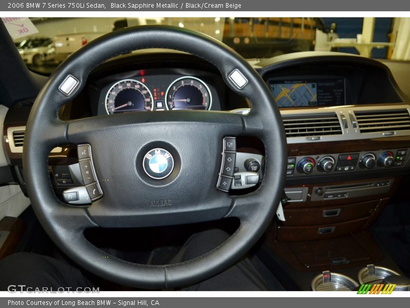 Black Sapphire Metallic / Black/Cream Beige 2006 BMW 7 Series 750Li Sedan