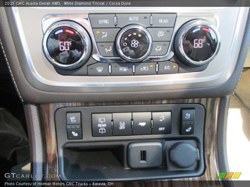 White Diamond Tricoat / Cocoa Dune 2015 GMC Acadia Denali AWD