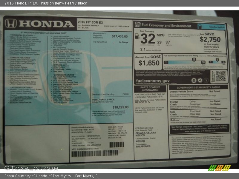 Passion Berry Pearl / Black 2015 Honda Fit EX