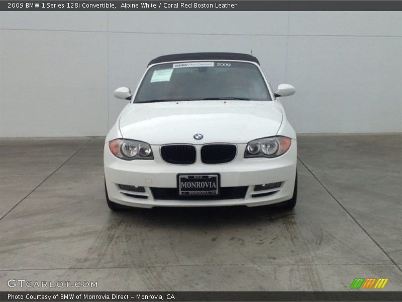 Alpine White / Coral Red Boston Leather 2009 BMW 1 Series 128i Convertible