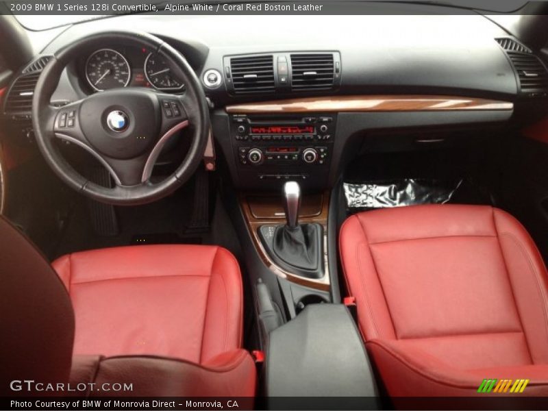Alpine White / Coral Red Boston Leather 2009 BMW 1 Series 128i Convertible