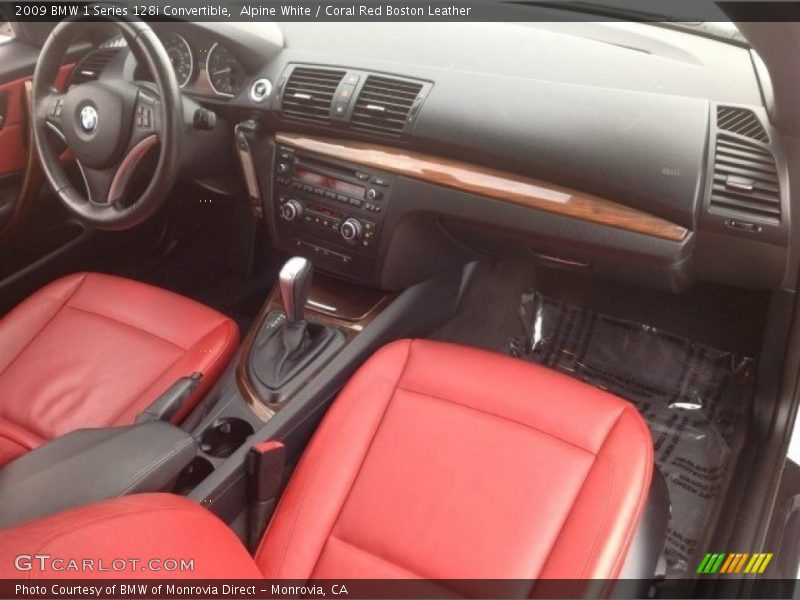 Alpine White / Coral Red Boston Leather 2009 BMW 1 Series 128i Convertible