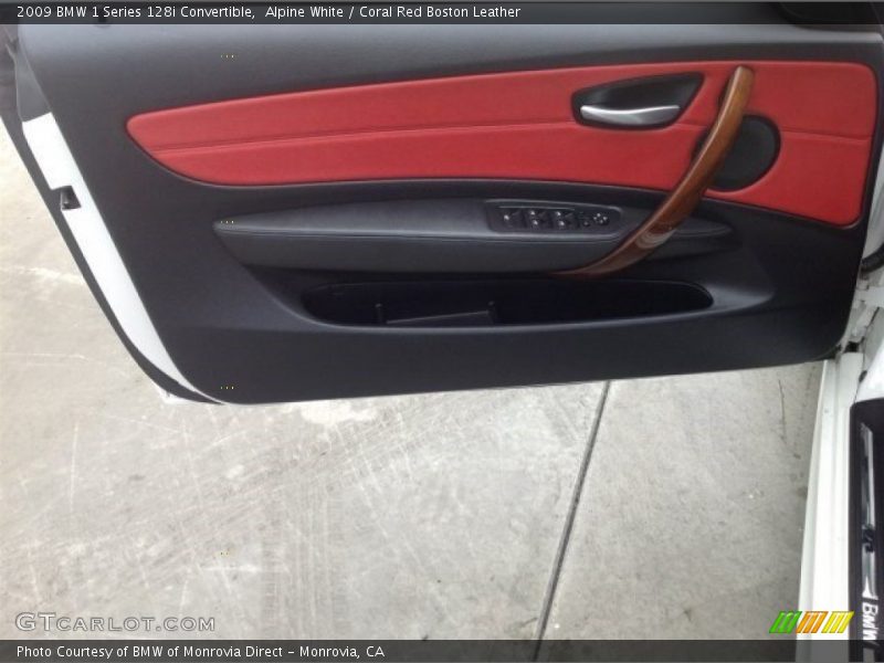 Alpine White / Coral Red Boston Leather 2009 BMW 1 Series 128i Convertible
