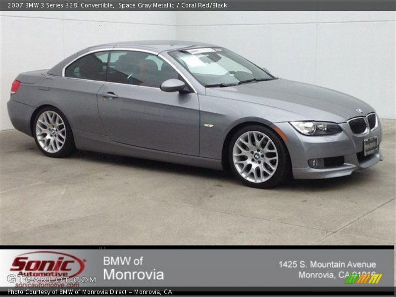 Space Gray Metallic / Coral Red/Black 2007 BMW 3 Series 328i Convertible