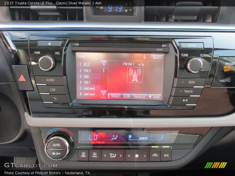 Controls of 2015 Corolla LE Plus