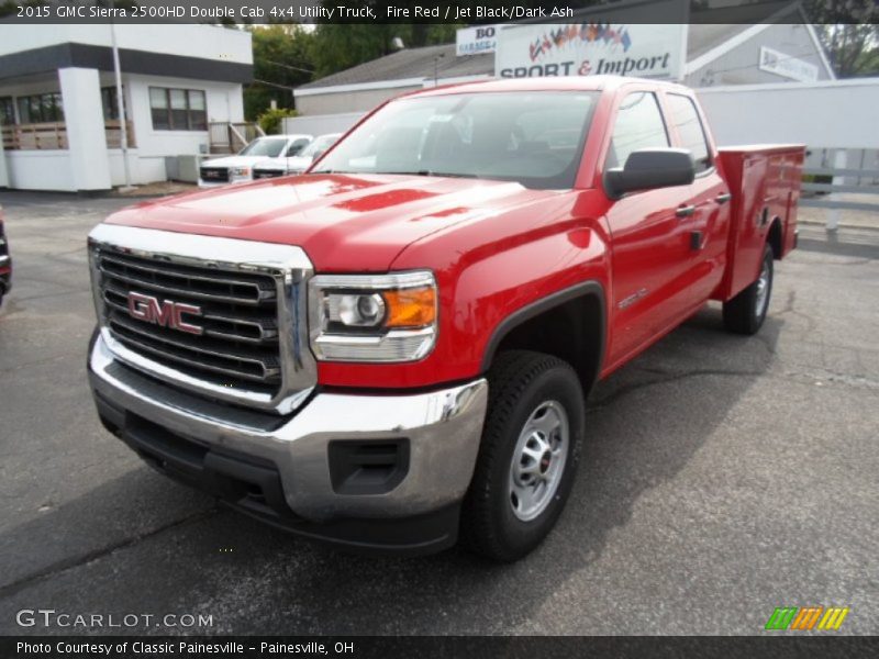 Fire Red / Jet Black/Dark Ash 2015 GMC Sierra 2500HD Double Cab 4x4 Utility Truck