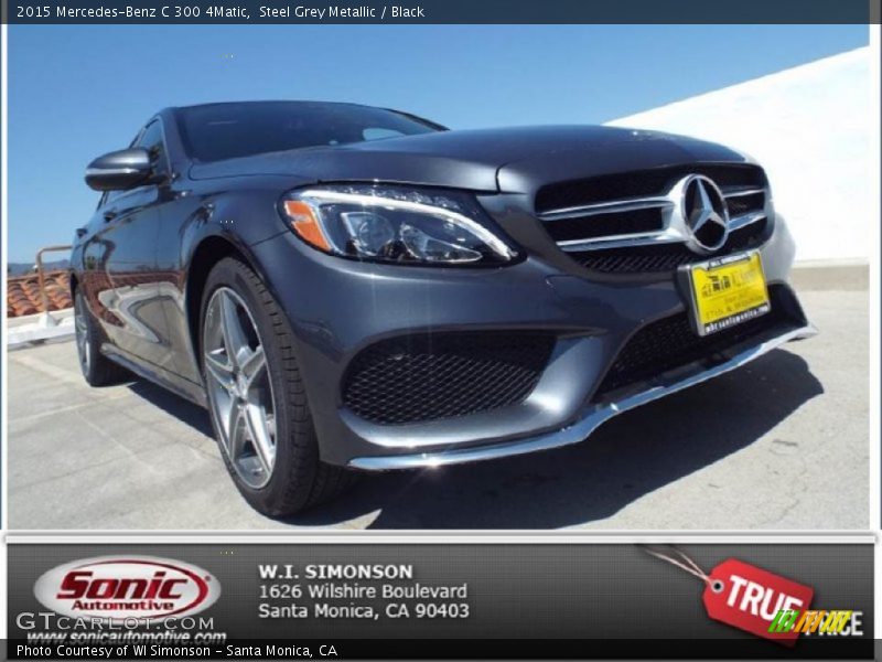 Steel Grey Metallic / Black 2015 Mercedes-Benz C 300 4Matic