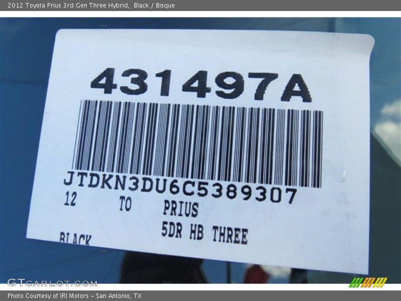 Black / Bisque 2012 Toyota Prius 3rd Gen Three Hybrid