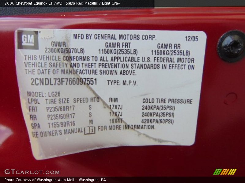 Salsa Red Metallic / Light Gray 2006 Chevrolet Equinox LT AWD