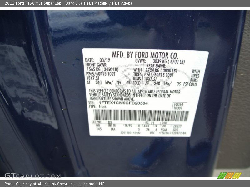 Dark Blue Pearl Metallic / Pale Adobe 2012 Ford F150 XLT SuperCab