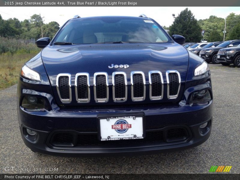 True Blue Pearl / Black/Light Frost Beige 2015 Jeep Cherokee Latitude 4x4
