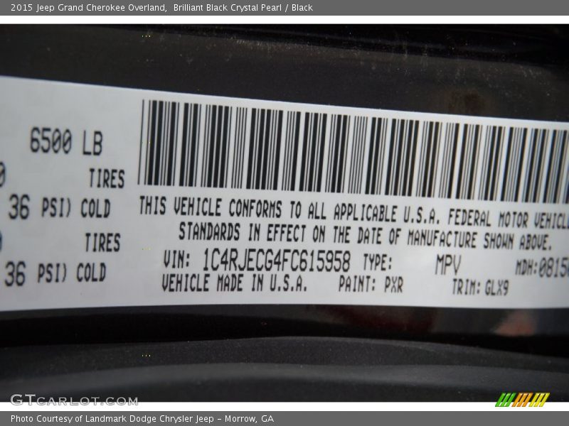 Brilliant Black Crystal Pearl / Black 2015 Jeep Grand Cherokee Overland